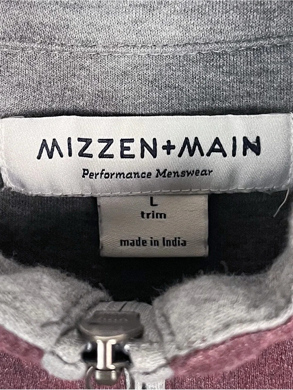 Mizzen Main Performance Sweater Mens Large 1/4 Zip Mock Neck  Pullover Burgundy